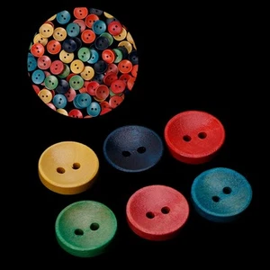 100Pcs 2 Holes Mixed Wooden Wood Buttons 15mm Sewing Scrapbooking DIY Craft - Picture 1 of 9