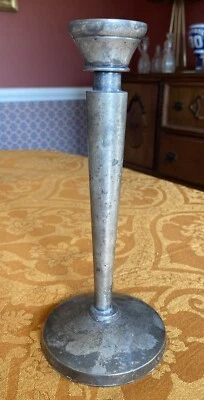 Pottery Barn 7" Metal Candle Holder Taper Gunmetal Gray - Image 1 of 4