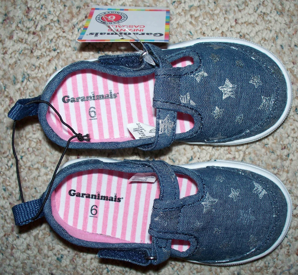 Zapatilla Informal Garannimals Infantil Niñas Estrellas Plateadas y Azul Gancho y Lazo - Talla 3 Foto 1 de 1