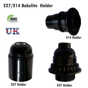 E27 / E14 Light Bulb Holder Bakelite Vintage Lamp Holder Base Pendant Socket UK - Picture 1 of 21