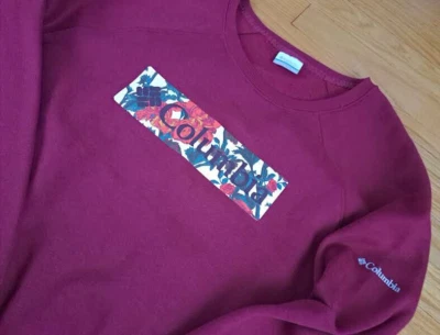 Sudadera Pullover Vintage Columbia Purpúreo Estampado Caja Flor Mujer Talla XXL Foto 1 de 4