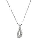 O Initial Letter Sterling Silver Pendant with Cubic Zirconia Stones Made in USA