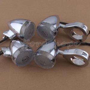 Motorcycle Turn Signal Amber Light Fork Clamp Clear Lens Blinker Universal 41mm - Picture 1 of 7