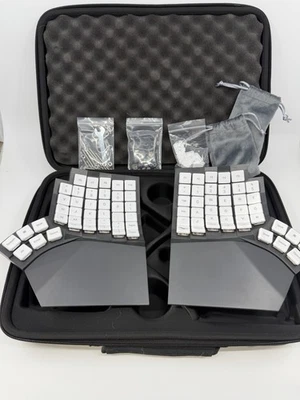 MoErgo Grey Rev 2 w/Brown Tactile Switches Glove 80 Keyboard Revision 2 w/Case - Image 1 of 4