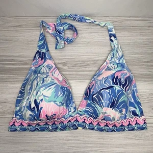 Top halter de bikini Lilly Pulitzer talla 12 azul agua salada buscadores de tonos - Imagen 1 de 5