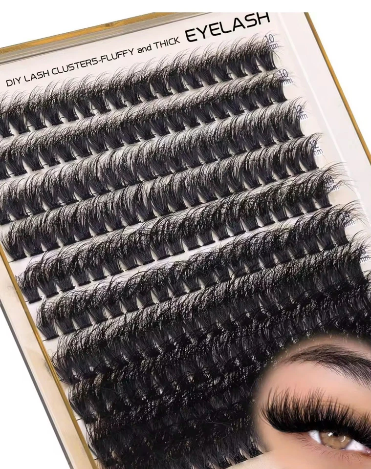 Racimos gruesos esponjosos hágalo usted mismo extensión de pestañas 10-18MIX D racimos de pestañas rizadas 200D Foto 1 de 4