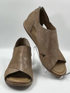 Sofft Evonne Sandals Womens 8.5 M Brown Leather Strappy Flat Glitter Zipper - Picture 1 of 15