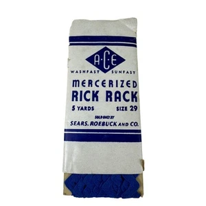 Vintage A.C.E. Dark Blue Cotton Rick Rack 5 Yards Made In USA - Bild 1 von 1