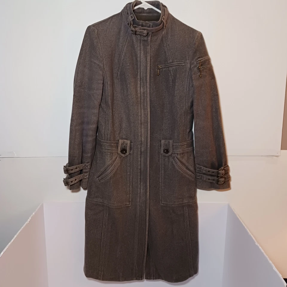 Gabardina militar vintage mango MNG lana mujer talla S gris avena tweed Foto 1 de 4