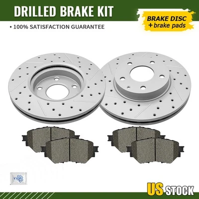 Front Drilled Brake Rotors And Ceramic Pads for 2014-2018 Mazda 3 Sport Mexico - Image 1 of 4