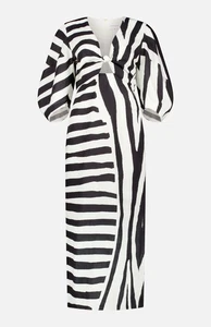 Cala de la Cruz Gaia Dress Black White Linen Knot Cut-Out Size L - Picture 1 of 3
