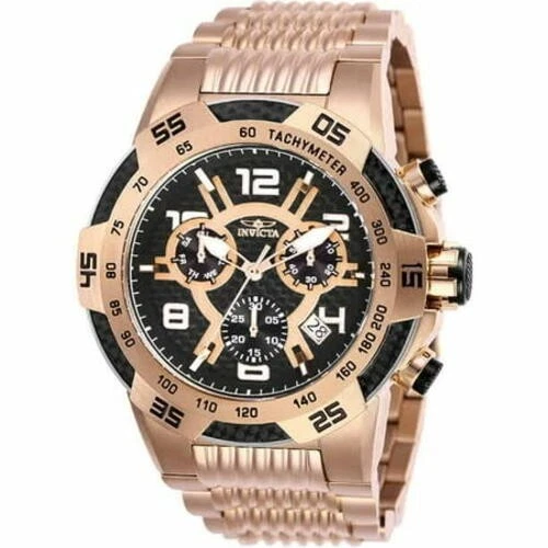 Invicta 25287 Speedway 51mm Rose Gold Carbon Fiber Chronograph Mens Watch