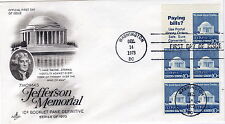 FDC 1510b Thomas Jefferson Memorial 10c Definitive Dec 14 1973 DC pane of 5 +
