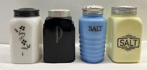 4 cocteleras de sal y pimienta McKee natillas de uranio, vidrio negro, leche y azul - Imagen 1 de 13
