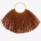 Orange Seagrass Wall Decoration Dried Grass Wall Hanging, Boho Tropical 110x72