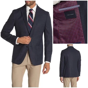 TOMMY HILFIGER Men's Modern-Fit TH Flex Wool Blue Weave Sport Coat Jacket 42L - Picture 1 of 11