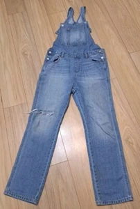 Old Navy Denim Overalls Girls XL 14-16 X 27" Inseam Light Wash Bib Distressed - Picture 1 of 9