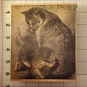 Used Wood Mount Stamp Magenta xl Cat Kitten Caturday vet shelter rescue adoption - Picture 1 of 4