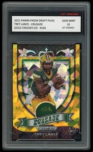 TREY LANCE 2021 PANINI PRIZM CRUSADE GOLD CRACKED ICE 1ST GRADED 10 ROOKIE CARD - Picture 1 of 1