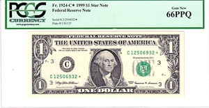 1999 $1 FRN Philadelphia **STAR** PCGS Gem New 66PPQ #C12506932* - Picture 1 of 2