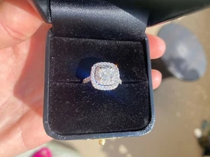 Stunning Double Halo Diamond Engagement Ring, Includes Appraisal *Barely Worn* - Picture 1 of 11
