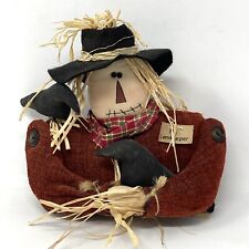 PRIMITIVE HALLOWEEN FALL SCARECROW DOLL WITH CROWS DECOR