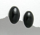 Solid Sterling Silver 14x10mm Oval Black ONYX Stud Earrings Premium 10mm Backs