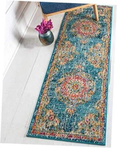 Penrose Collection Area Rug - Alexis (2' 2" x Runner 2' 2" x 6' 0" Blue/Gray - Picture 1 of 7