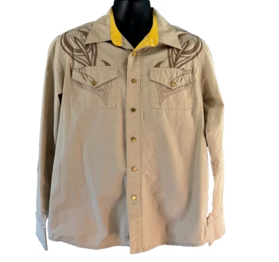 Pepe Jeans Button Up Shirt Mens Size Medium Studded Embroidered Long Sleeve - Image 1 of 4