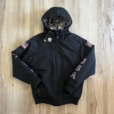 VOLCOM Team USA Snowboard Hernan 5K Jacket Stars Flag Black Men's Small NWT - Image 1 of 4