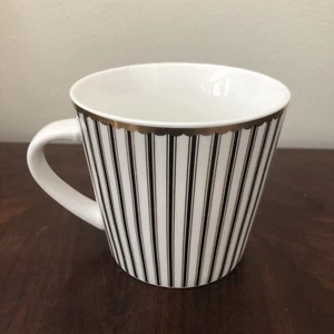 Grace's Teaware Black $ White Striped Cup Mug Hold Trimed 14 oz NEW - Picture 1 of 5