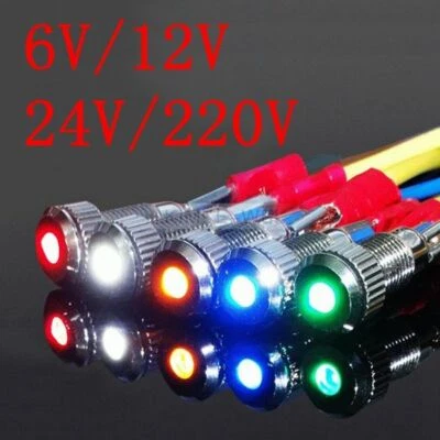 8mm 6V/12V/24V/220V LED Wasserdicht Leuchtmelder Kontrollleuchte Signalleuchte - Bild 1 von 3