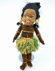 Norah Wellings 1927 DuDu Doll South Islander Girl Velvet Glass Eyes 14in Beads - Picture 1 of 17
