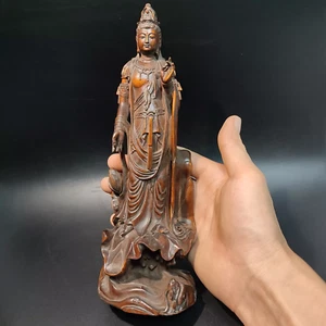 chinese carved wood buddha statue vintage wooden quan kwan yin statue carvings - Picture 1 of 6