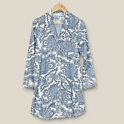Haven Well Within Talbots 女式佩斯利棉府绸睡眠衬衫 S 码休闲 — 第 1/4 张图片