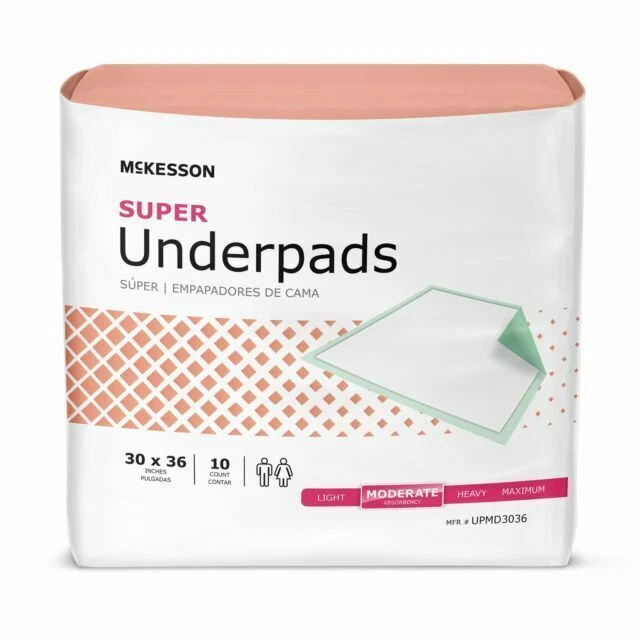 McKesson UPMD3036 30x36in Fluff/Polymer Disposable Underpads - 10x10 Case