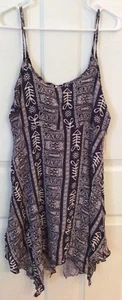 Adam Levine Empire Waist Boho Dress Spaghetti Strap Size L Blue Fish Print - Picture 1 of 5