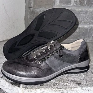 Neu Fidelio Hallux Haley grau Leder Reißverschluss Turnschuhe Schuhe 8,5 EU passt ~11 US - Bild 1 von 7