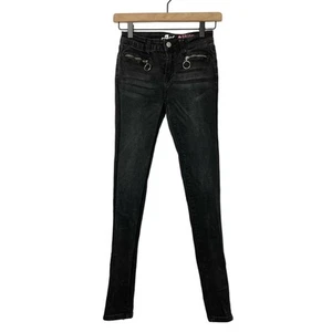 7 for all Mankind 14 Girls Youth The Skinny Black Zipper Pocket Stretch Jeans - Picture 1 of 7