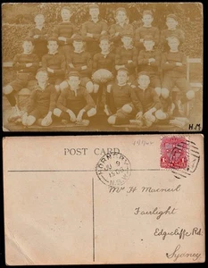 1906 HORNSBY New South Wales- Real Photo Postcard of Boys RUGBY Team - Picture 1 of 1