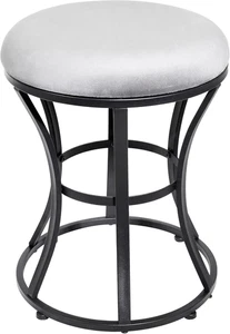 Vanity Stool, Grey Stools for Makeup Room, round Ottoman Foot Stool, Velvet Foot - Picture 1 of 9
