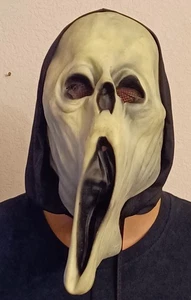 Vintage 90’s Y2K Scream Ghost Face Mask Paper Magic Group Halloween Fabric Hood - Picture 1 of 1