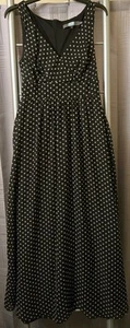 Eva Franco Womens Sz 4 Sleeveless Black Polka Dot Fit And Flare Maxi Dress - Picture 1 of 6