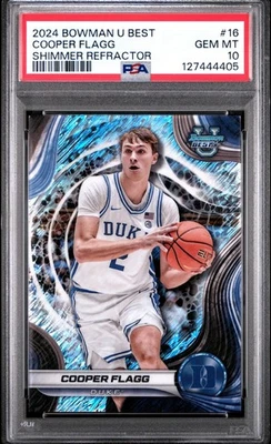 2024 Bowman U Best #16 Cooper Flagg SP Shimmer Refractor PSA 10 GEM MT - Image 1 of 3