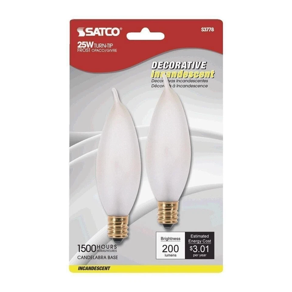 Satco 25W 2Pk Frost Cand Bulb - Image 1 of 1