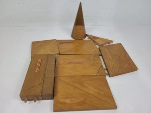 Antique Geometry Shapes Surface and Volume Wooden Teaching Tools Collapsible Lot - Picture 1 of 8