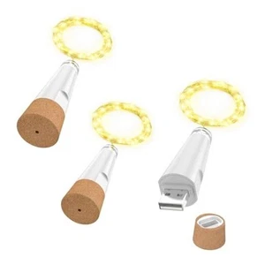 String Lights, USB Rechargeable Wine Bottle Lights with Cork, 2024 3PACK Warm - Picture 1 of 8