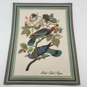 Vintage Wall Hanging Cloth Frameless Birds Band Tailed Pigeon Picture Fabric - Picture 1 of 5