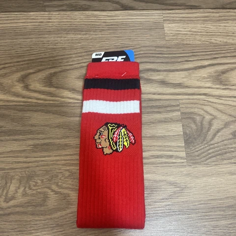 Chicago Blackhawks Hockey NHL Pair Socks FBF MD Womens 6-11 Mens 5-10 Cover