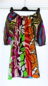 VENUS BOHO COTTON MULTICOLOURED DRESS TUNIC TOP BEACH COVER UP - NEW - SIZE M - Picture 1 of 8